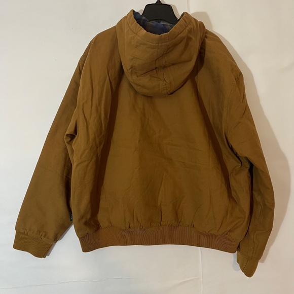 Woolrich Men's Cotton Canvas Flannel Lined Hooded Jacket - Brown Size XXL - Picture 9 of 12
